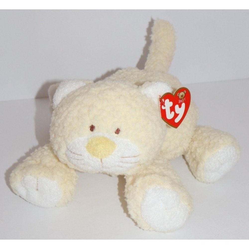 TY Baby Collection 2005 Plush Yellow White Kutie Kat Cat w/ Hang Tag